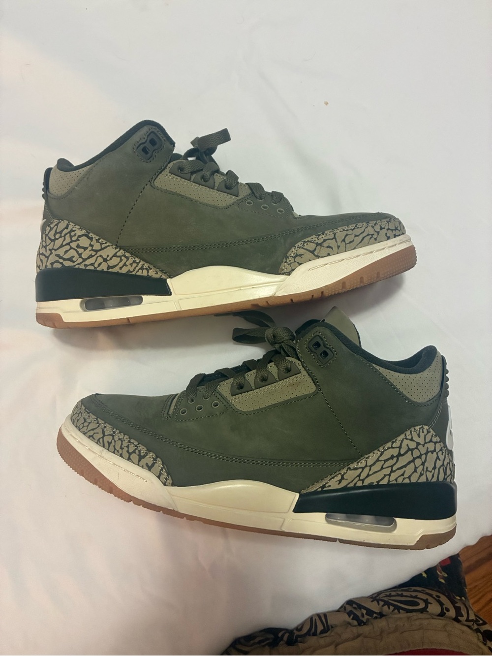 Jordan Olive Green Low-Top Sneakers with Elephant Print